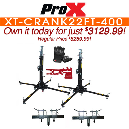 ProX XT-CRANK22FT-400 22FT Stage Lighting Truss Crank Stands Pair with Accessories