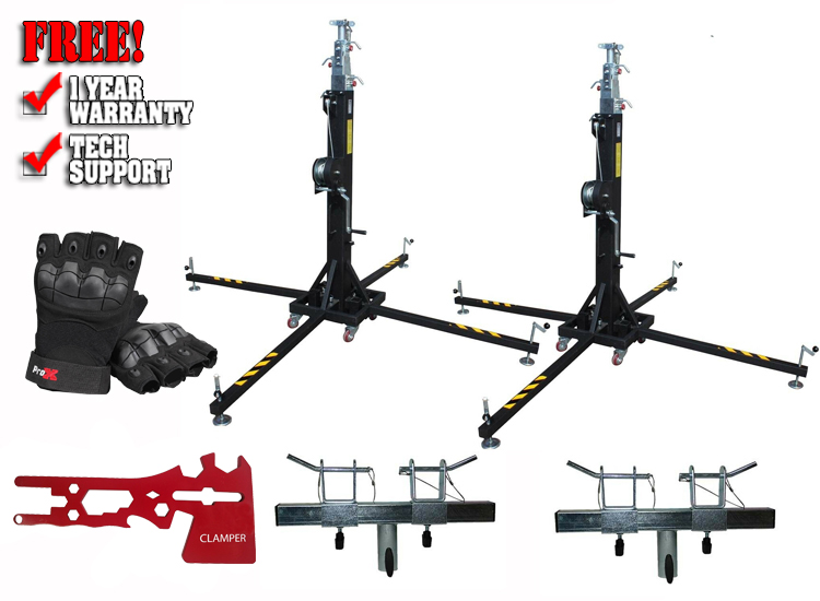 ProX XT-CRANK22FT-400 22FT Stage Lighting Truss Crank Stands Pair with Accessories