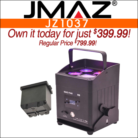 JMAZ Lighting JZ1037 MAD PAR RB Battery Powered Outdoor (IP65) 80W RGBWAC LED Uplight