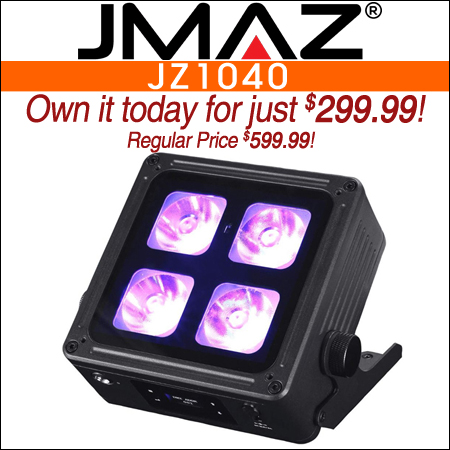 JMAZ Lighting JZ1040 MAD PAR 4IP 60W RGBWA+UV LED Battery Powered Outdoor Uplight