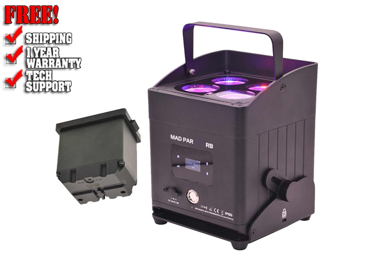 JMAZ Lighting JZ1037 MAD PAR RB Battery Powered Outdoor (IP65) 80W RGBWAC LED Uplight