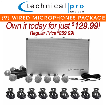 Technical Pro 9 Wired Microphones Package