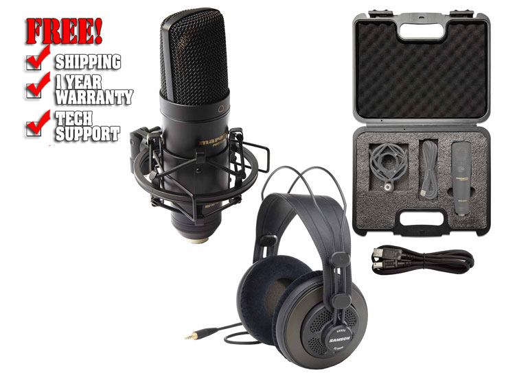 Marantz Professional MPM-2000U USB Condenser Microphone Packaged with Samson SR850 Studio Headphones