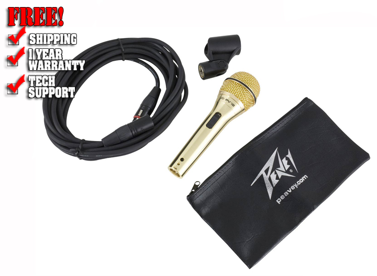 Peavey PVi2 Gold Cardioid Unidirectional Dynamic Vocal Microphone with XLR Cable  