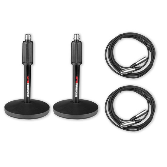 Gator Frameworks GFW-MIC-DESKTOP-2PK Desktop Mic Stand 2-Pack with XLR Cables