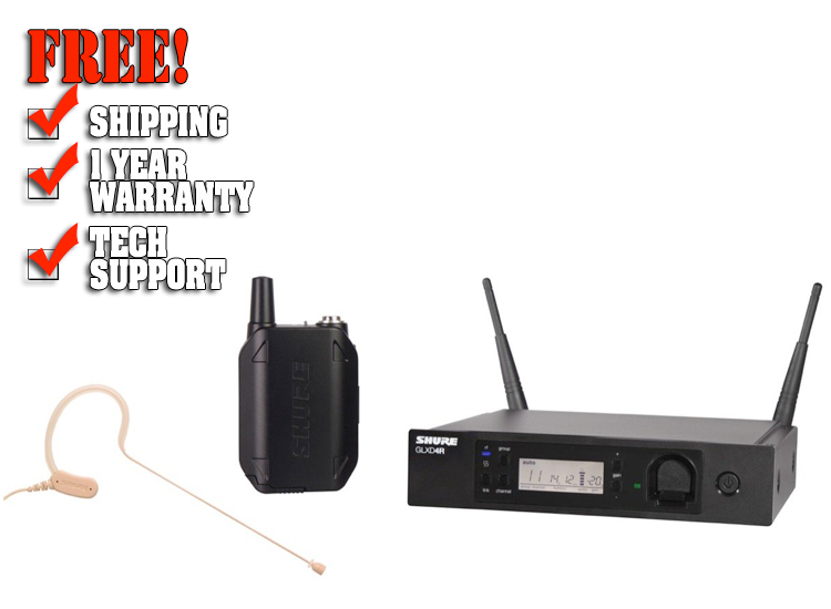 Shure GLXD14R/MX53 Wireless Headworn Microphone System DJ Audio