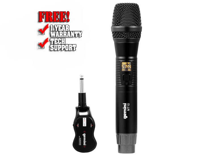 Gemini GMU-M100 Single Channel UHF Metal Body Microphone with 1/4" Rechargeable Dongle Reciever
