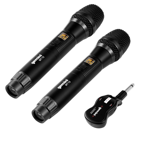 Gemini GMU-M200 Single Channel Dual UHF Metal Body Microphone with 1/4" Rechargeable Dongle Reciever

