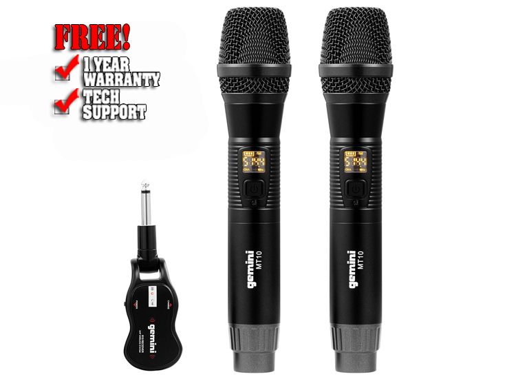 Gemini GMU-M200 Single Channel Dual UHF Metal Body Microphone with 1/4" Rechargeable Dongle Reciever
