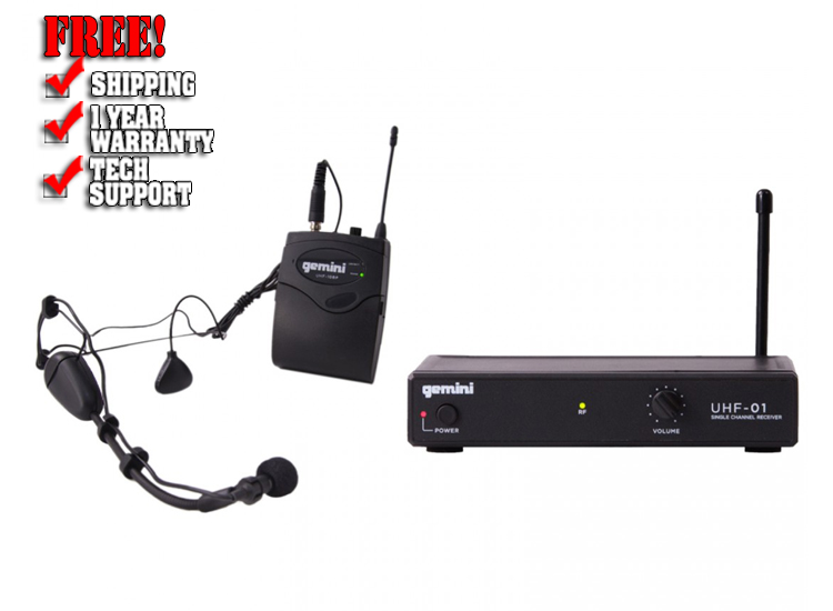 Gemini UHF-01HL Single Channel Headset/Lavalier Wireless Microphone System