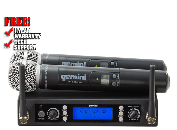 Gemini UHF-6200M UHF Dual Handheld Wireless Mic