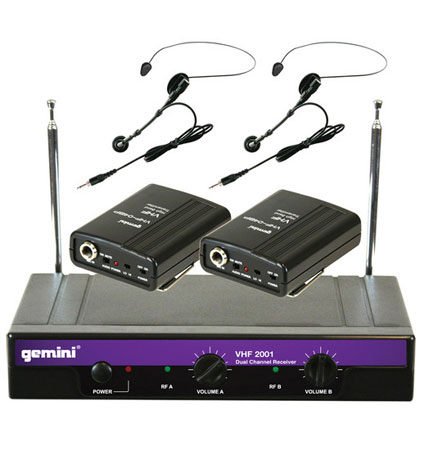 Gemini VHF-2001HL Dual VHF Wireless Headset & Lavalier System