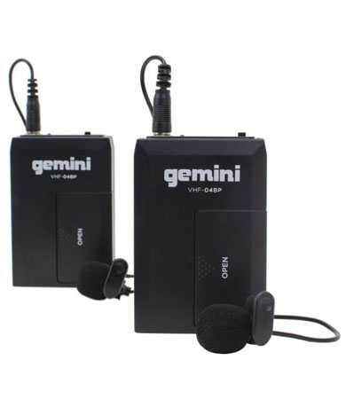 Gemini VHF02HL Dual Wireless Mic System With Headset & Lapel Microphone