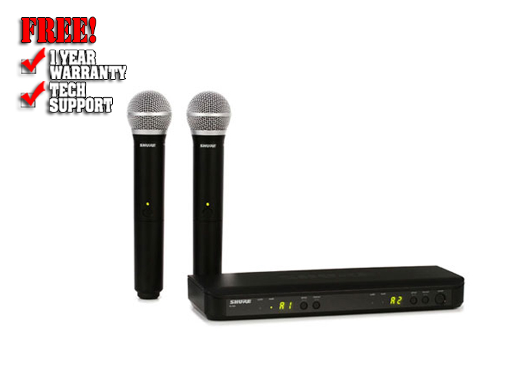 Shure BLX288/PG58 Dual Channel Wireless Handheld Microphone System - H9 Band