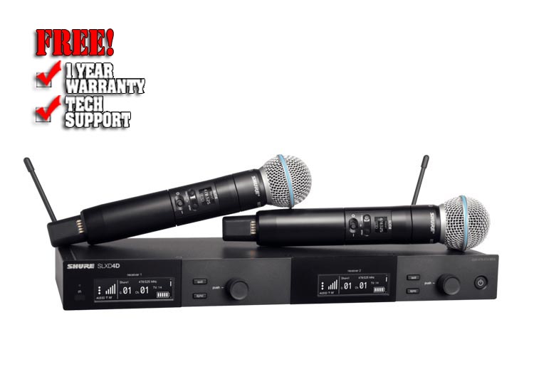 Shure SLXD24D/B58 Dual Wireless System with 2 SLXD2/B58 Handheld Transmitters