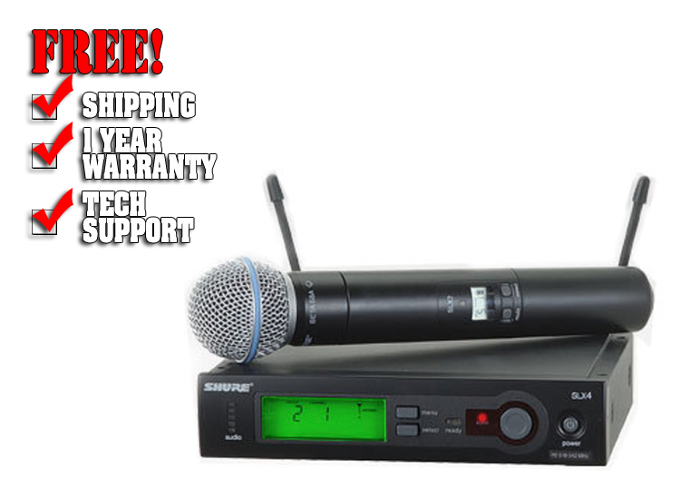 Shure SLX UHF Handheld Microphone Wireless with Beta 58A, Band J3 (572 - 596 MHz)