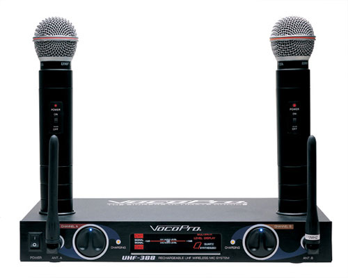 UHF-388K  Rechargeable Dual UHF Wireless Microphone System