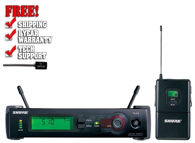 Shure SLX14/93 UHF Omnidirectional Lavalier Wireless System, Band H19