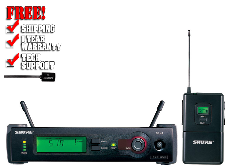 Shure SLX14/93 UHF Omnidirectional Lavalier Wireless System, Band J3 (572 - 596 MHz)