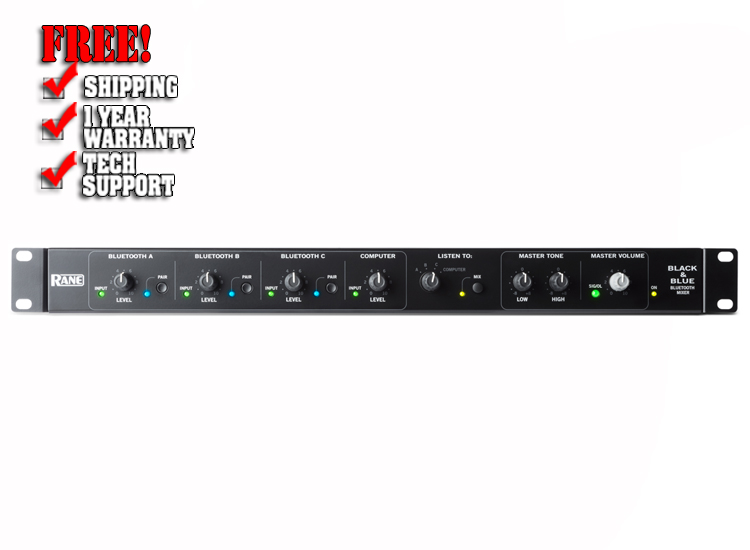 Rane Commercial Black & Blue Rackmount Bluetooth Mixer and Amplifier