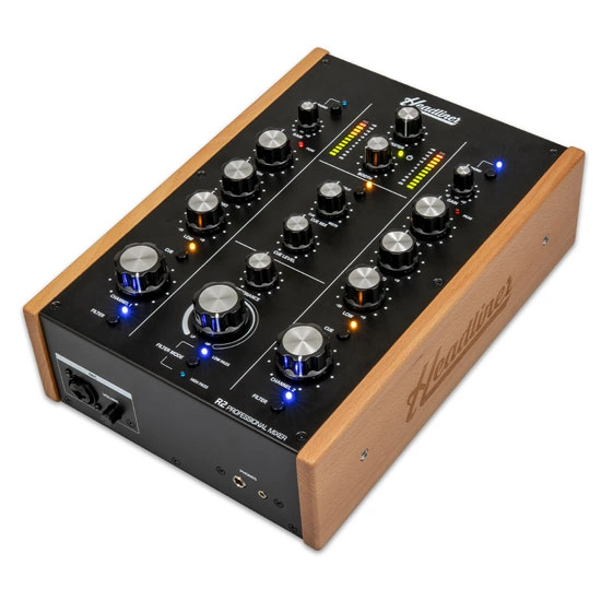 Headliner R2 rotary DJ mixer top panel with channel controls