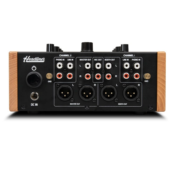 Headliner R2 2-channel rotary mixer with metal enclosure and wood side panels