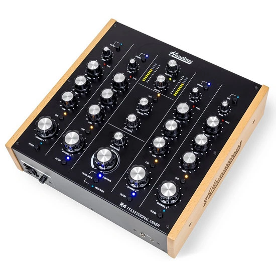 Headliner R4 rotary DJ mixer top panel with four channel controls