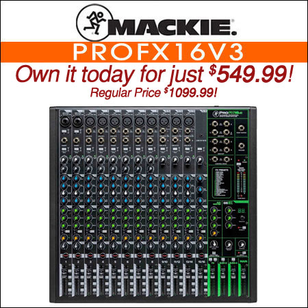 Mackie ProFX16v3 16 Channel 4-bus Professional Effects Mixer with USB