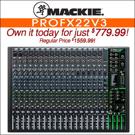 Mackie ProFX22v3 22 Channel 4-bus Professional Effects Mixer with USB
