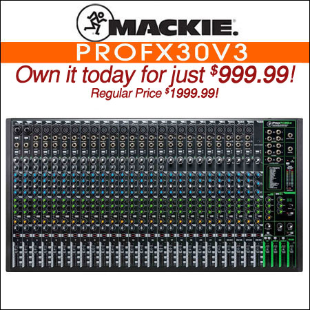 Mackie ProFX30v3 30 Channel 4-bus Professional Effects Mixer with USB