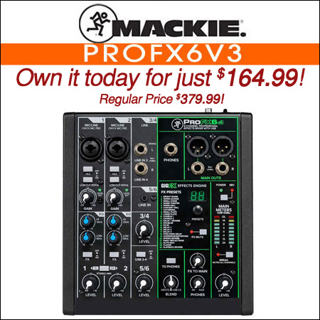 Mackie ProFX6v3 6 Channel Professional Effects Mixer with USB