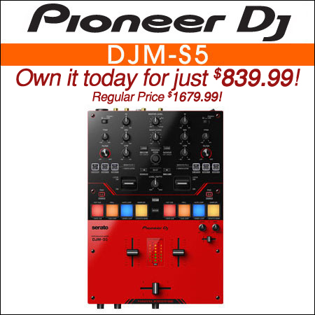 Pioneer DJ DJM-S5 Scratch-style 2-channel DJ mixer (Gloss Red)