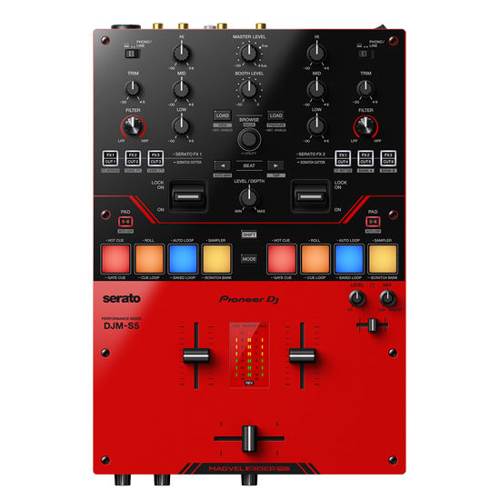 Pioneer DJ DJM-S5 Scratch-style 2-channel DJ mixer (Gloss Red)