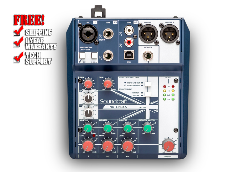 Soundcraft Notepad-5 Small-format Analog Mixing Console with USB I/O