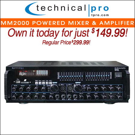  Technical Pro MM2000 Powered Mixer & Amplifier 