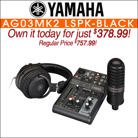 Yamaha AG03MK2 LSPK USB Loopback Live Streaming Kit-Black