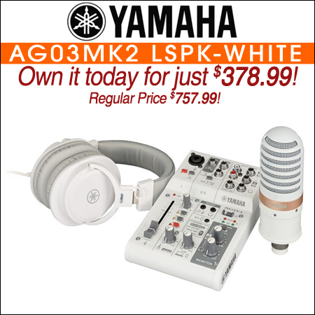 Yamaha AG03MK2 LSPK USB Loopback Live Streaming Kit-White
