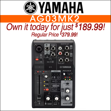 Yamaha AG03MK2 3-Channel Live Streaming Loopback Audio USB Mixer