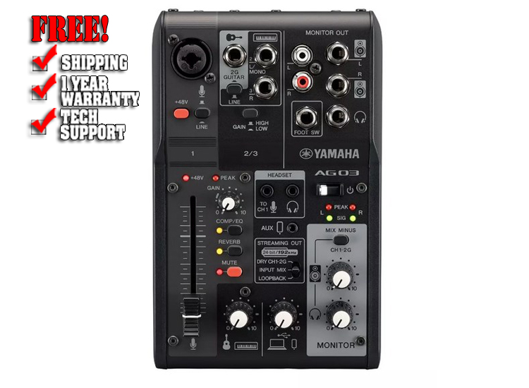 Yamaha AG03MK2 3-Channel Live Streaming Loopback Audio USB Mixer