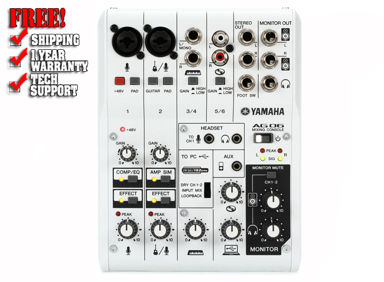 Yamaha AG06 6-channel Mixer and USB Audio Interface | DJ Speakers 
