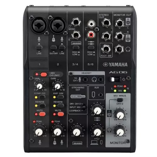 Yamaha AG06MK2 6-Channel Live Streaming Loopback Audio USB Mixer