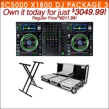 (2) Denon SC5000 Prime Media Players and X1800 Prime 4-Channel Club Mixer with Coffin Case Pro DJ Package