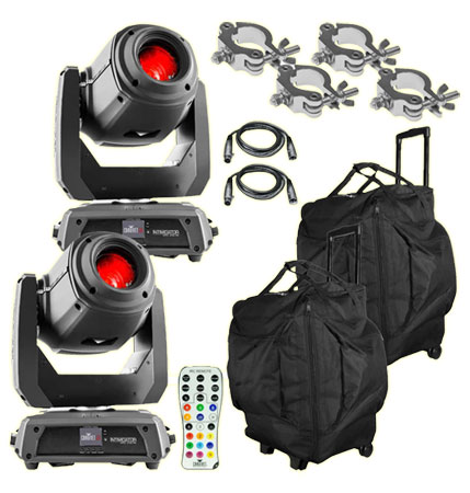 2 Chauvet DJ Intimidator Spot 375Z IRC Lights Packaged with Remote and Carry Bags