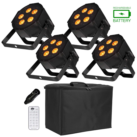 American DJ Mega QA GO Battery and AC Powered LED Par Lights Package