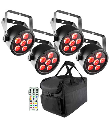 (4) Chauvet DJ EZpar T6 USB Battery-Operated Tri-Color RGB LED Wash Lights Package