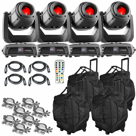4 Chauvet DJ Intimidator Spot 375Z IRC Lights Packaged with Remote and Carry Bags