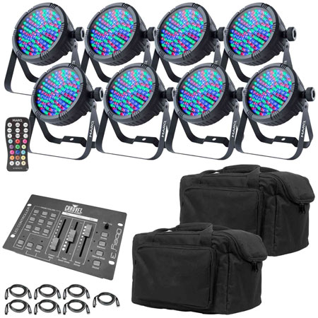 (8) Marq Lighting Colormax Slimpar Style Par64 LED Wash Lights Package