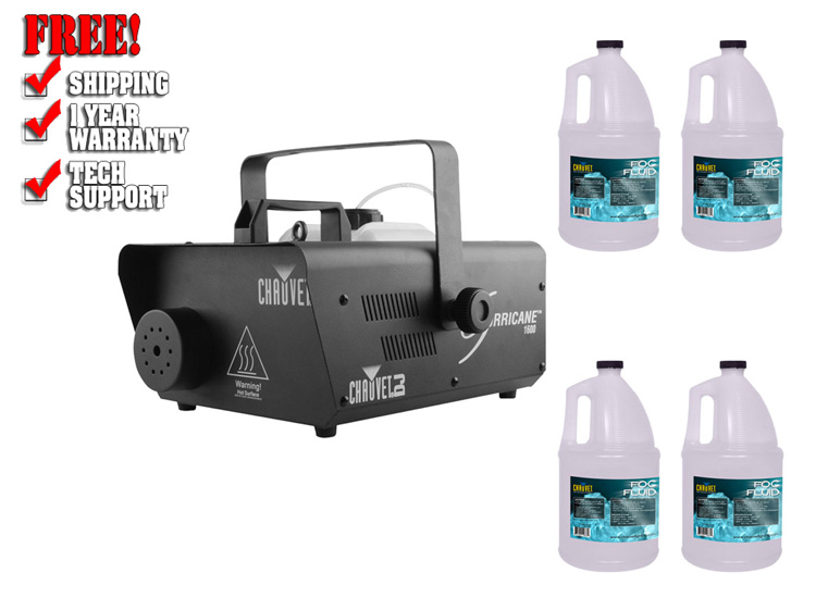 CHAUVET DJ H1600 Hurricane 1600 Fog Machine +4x Fog Fluid Juice Gallon 