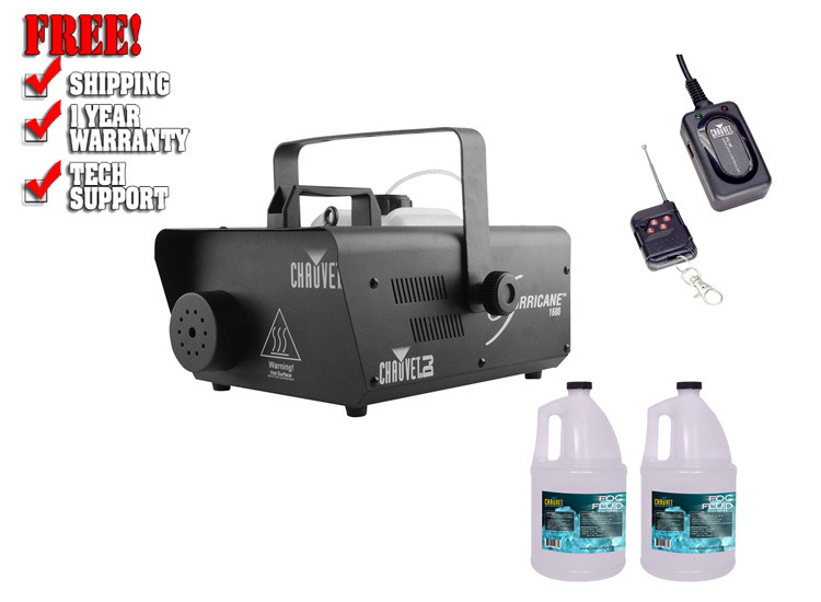 CHAUVET DJ H1600 Hurricane 1600 Fog Machine +FC-W Wireless Remote +2x Fluid 