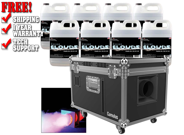 Chauvet DJ Cumulus Professional Low-lying Fog Machine with (8) Gallons of Fog Fluid Package 